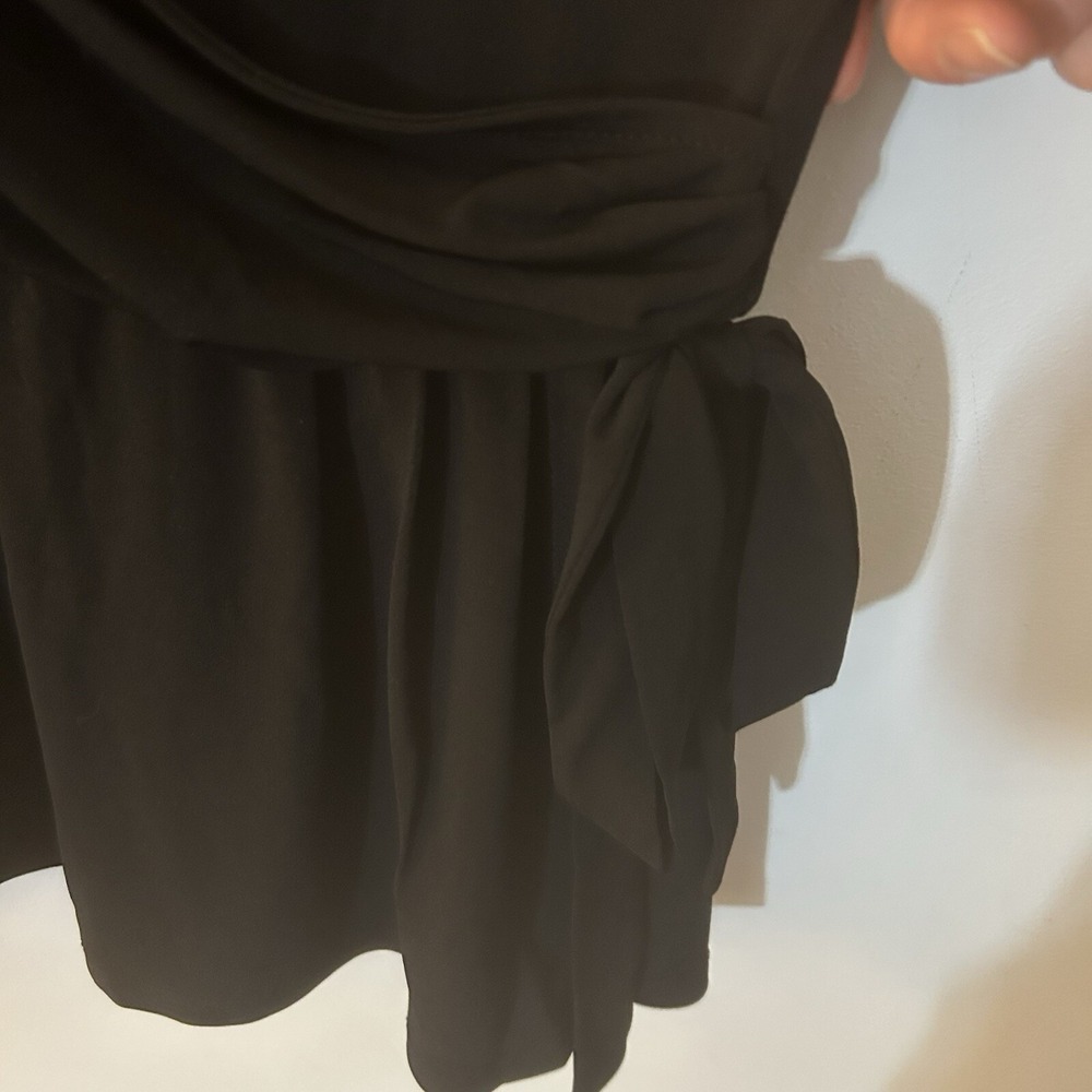 Susan Graver 3X Faux Wrap‎ Side Tie Peplum Top-Liquid Knit-Classic-Minimalist - Picture 5 of 10